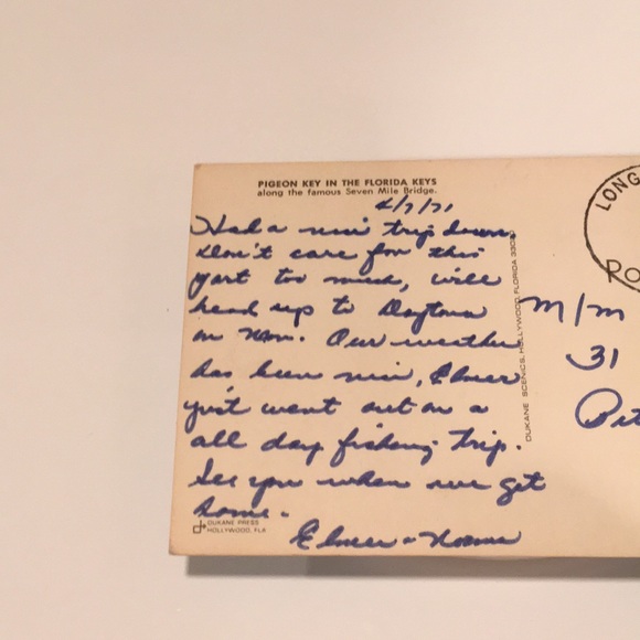 Vintage Florida Keys Postcard Postmarked 1971 - Pigeon Key - Picture 3 of 12